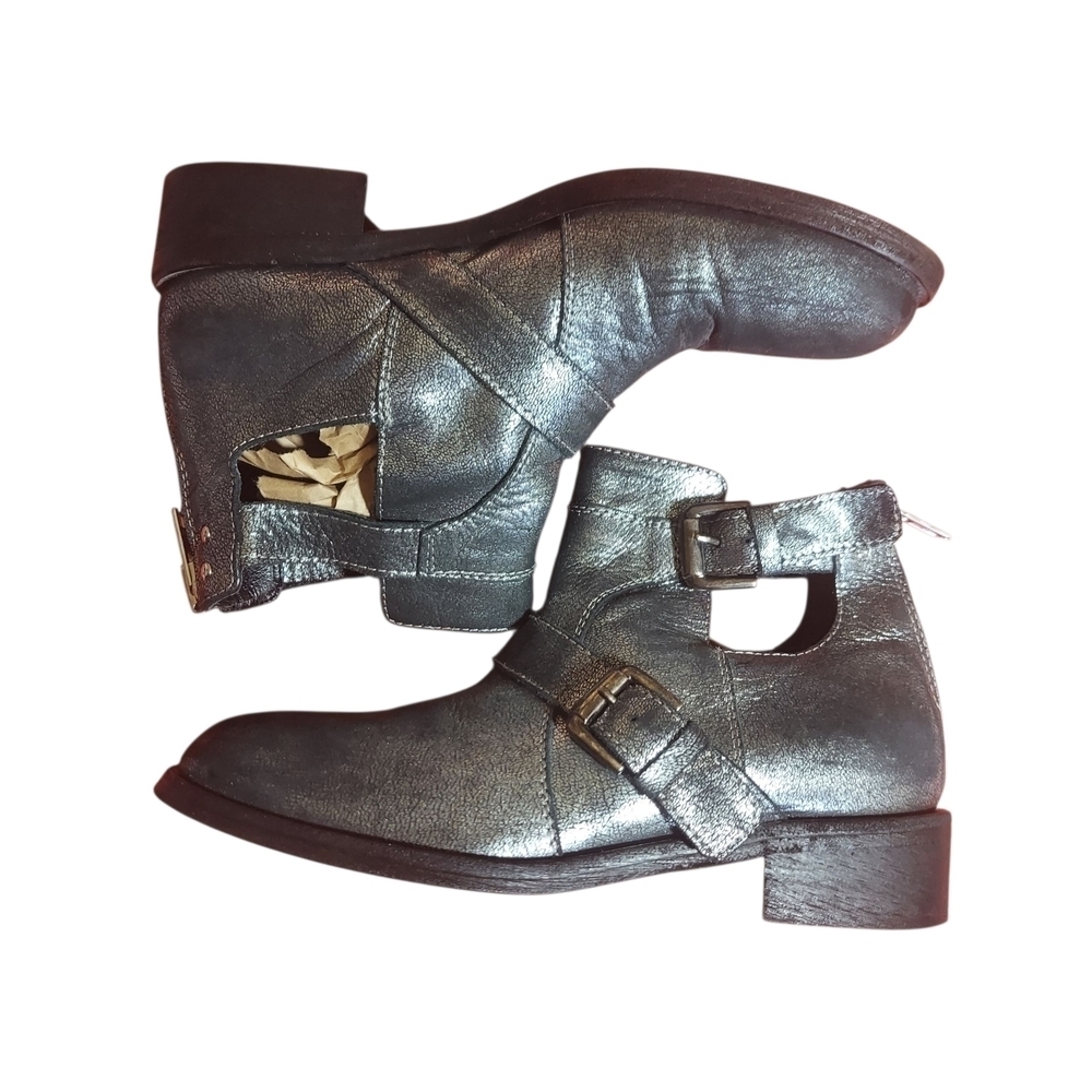 Steven by Steve Madden Italian Leather Buckle Moto Ankle Boots 37 Made in Italy - Picture 8 of 15